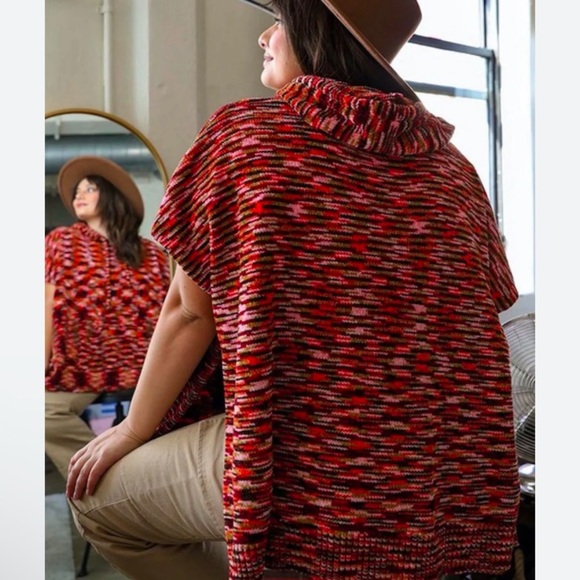 Sweaters - Women’s Poncho Oversized Multicolor Chenille Soft One Size Cozy Hood NEW* NWOT